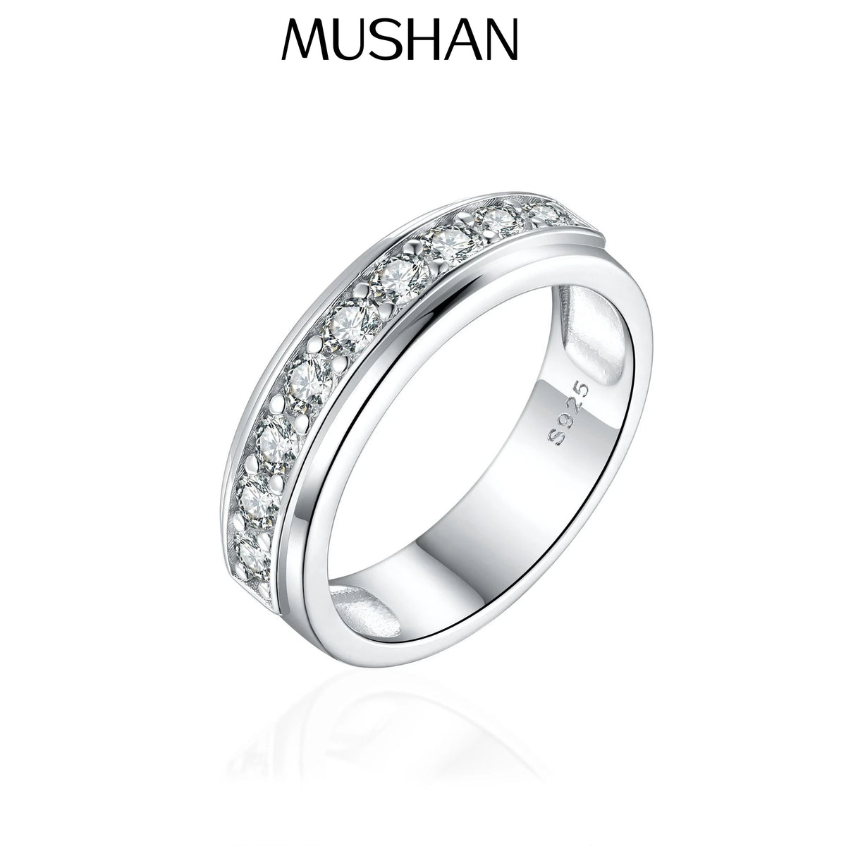 Anillo de boda de plata de ley 925 MuShan Jewelry, estilo de lujo con diamante de alto carbono, regalo para novia, anillos para mujer, joyería fina