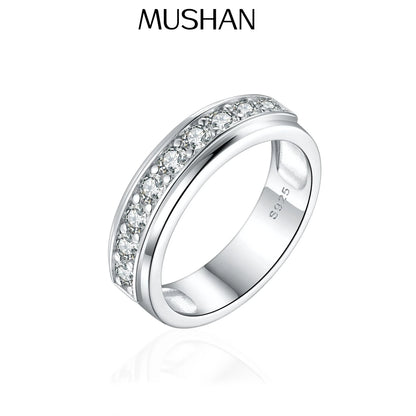 Anillo de boda de plata de ley 925 MuShan Jewelry, estilo de lujo con diamante de alto carbono, regalo para novia, anillos para mujer, joyería fina