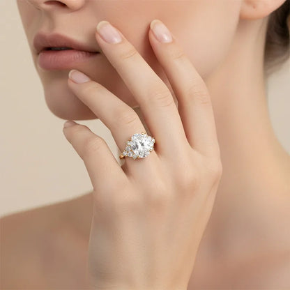 Anillo de banda de plata de ley 925 de lujo MUSHAN para mujer, sortija con diamante de moissanita, esmeralda y certificado GRA, color D, joyería fina