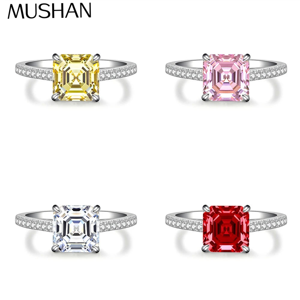 MuShan Jewelry 925 Sterling Silver Rings Band CMA Certificate HCD Gemstones Emerald Ruby Women Wedding Party Ring Fine Jewelry