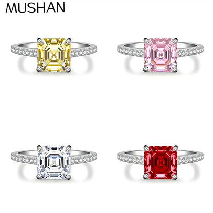 MuShan Jewelry 925 Sterling Silver Rings Band CMA Certificate HCD Gemstones Emerald Ruby Women Wedding Party Ring Fine Jewelry