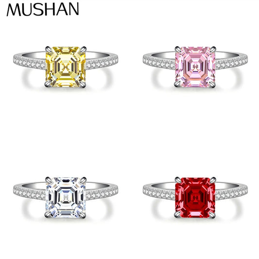 MuShan Jewelry 925 Sterling Silver Rings Band CMA Certificate HCD Gemstones Emerald Ruby Women Wedding Party Ring Fine Jewelry