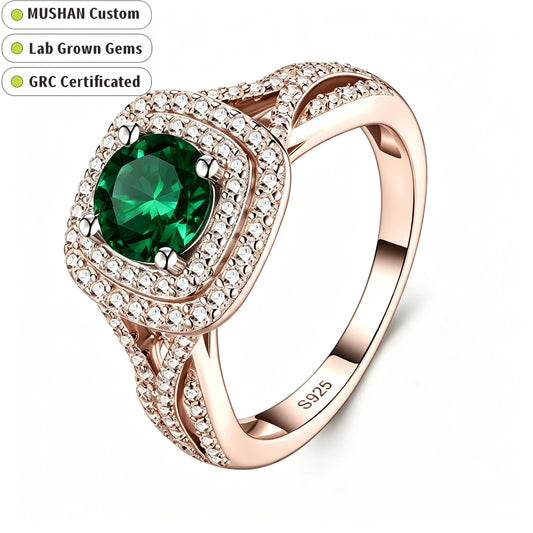 MUSHAN Custom Jewelry 925 Sterling Silver Women Ring 1ct Lab Grown Gemstones Ruby Emerald Sapphire Fashion Rings Jewelry