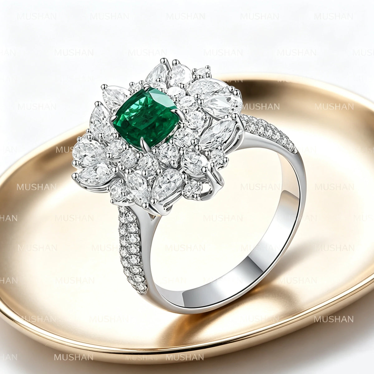 Bague MUSHAN en argent sterling 925 personnalisée, avec rubis vert de laboratoire en forme de cœur, bague vintage pour femme, plaqué or 18 carats, bague d'anniversaire