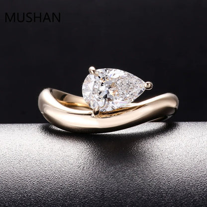 MUSHAN Luxury Custom 14K 18K Gold Rings Band Jewelry With Moissanite Diamond Lab Grown Gemstones Diamond Wedding Ring For Women