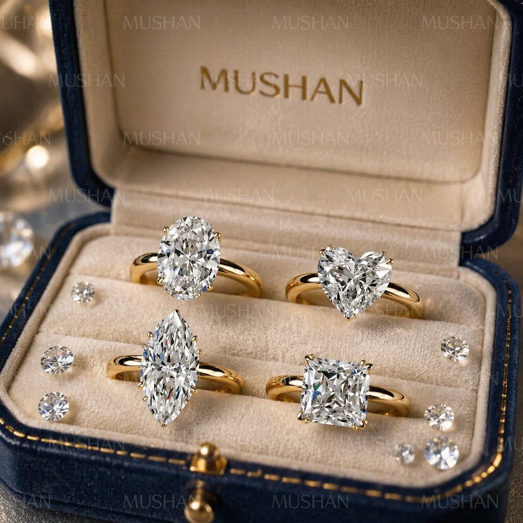 MUSHAN Bespoke Jewelry 925 Sterling Silver Rings Band 3ct 4ct 5ct Real D Color VVS1 Moissanite Wedding Ring MST Patent Design