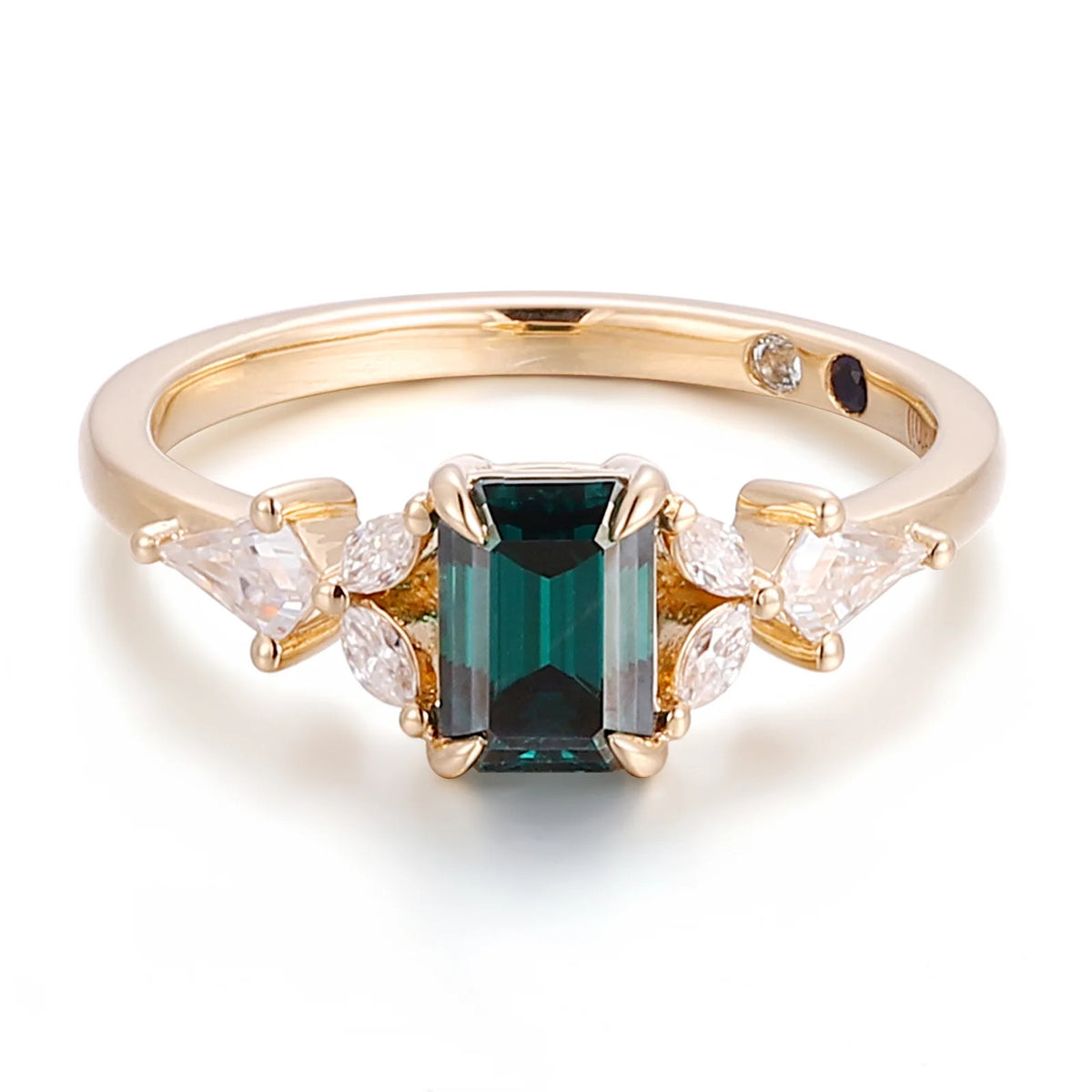 MUSHAN Custom Jewelry 10k 14k 18k Gold 925 Silver Ring 5*7mm Rare Green Moissanite Diamond Wedding Rings Women Platinum Jewelry