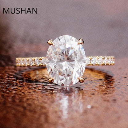 MUSHAN Luxury Custom 14K 18K Gold Rings Band Jewelry With Moissanite Diamond Lab Grown Gemstones Diamond Wedding Ring For Women