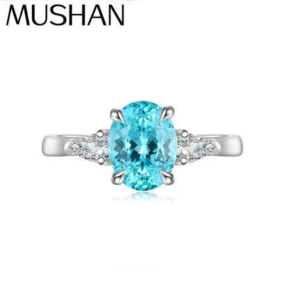 MUSHAN Custom Jewelry 925 Sterling Silver Ring Lab Red Ruby Heart Party Ring for Women 18K Gold Plated Anniversary Rings