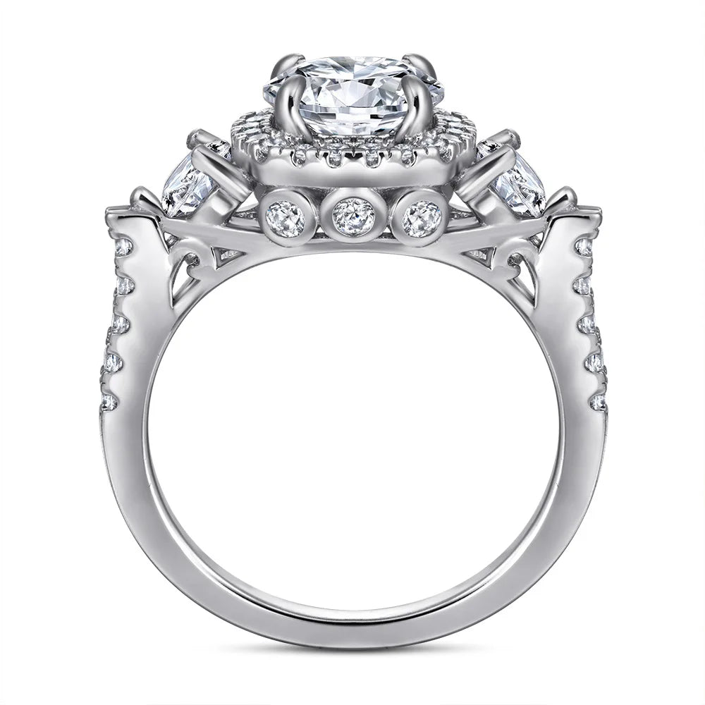 MuShan Jewelry 925 Sterling Silver Rings Bands Engagement Ring 5A Cubic Zirconia Valentine Delicate Anniversary  Women Gift