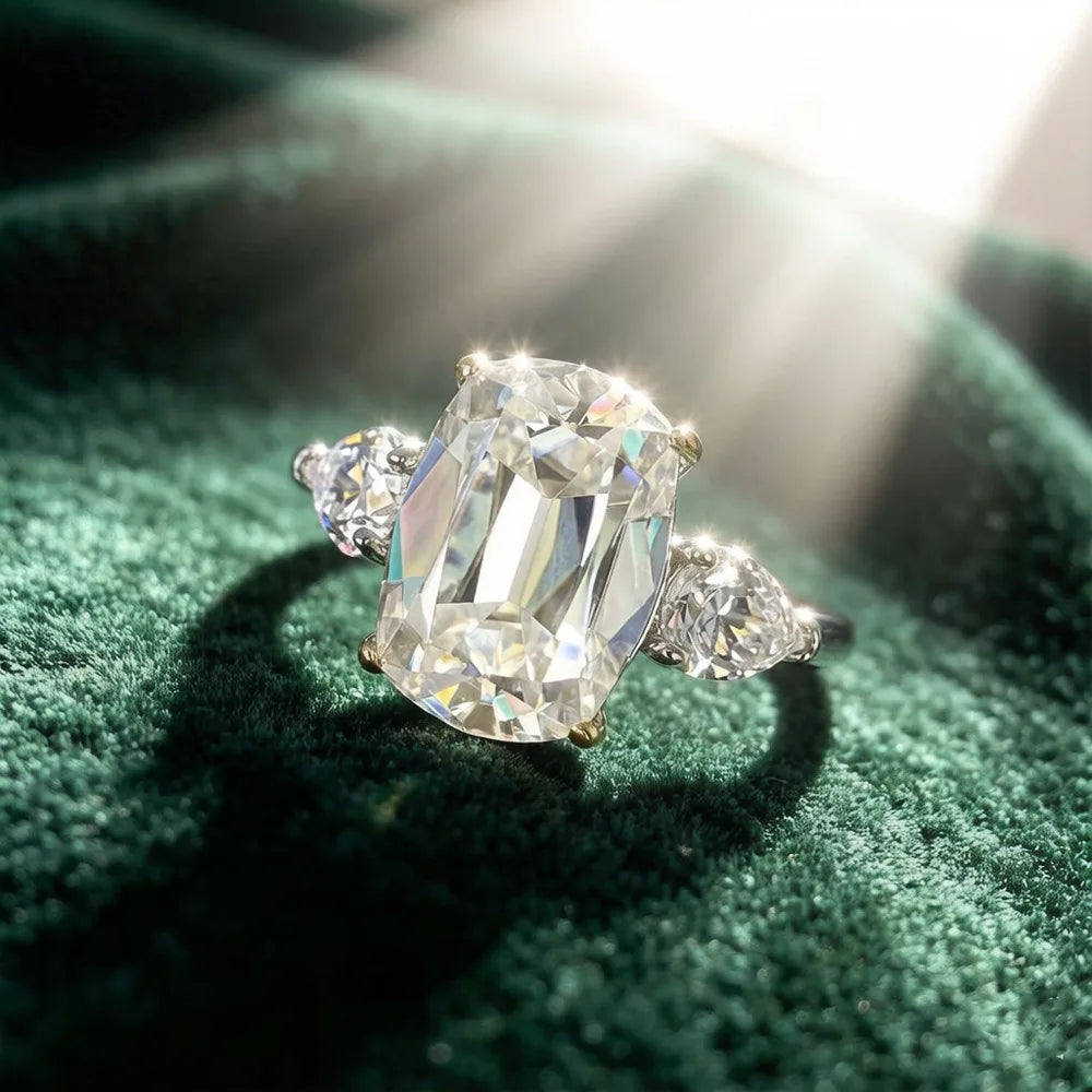 MUSHAN Luxury Jewelry 925 Sterling Silver Ring Band Women GRA Certificated Moissanite Diamond Emerald D Color Rings Fine Jewelry