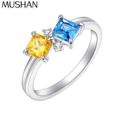 Bague MuShan en argent sterling 925, zircon de grade 5A, motif triangle, bijou de mariage pour femme, plaqué or 18 carats, bijou raffiné.
