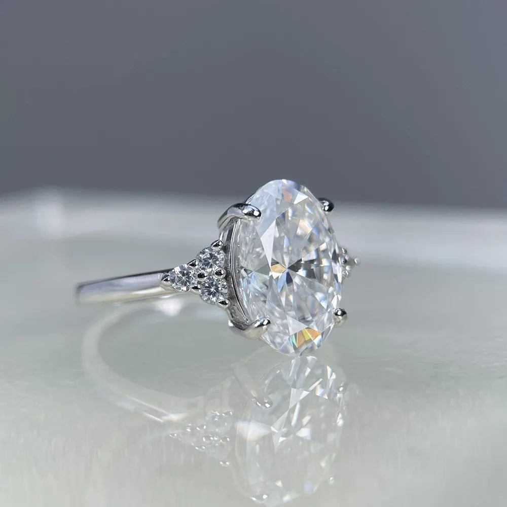 MUSHAN Luxury Jewelry 925 Sterling Silver Ring Band Women GRA Certificated Moissanite Diamond Emerald D Color Rings Fine Jewelry