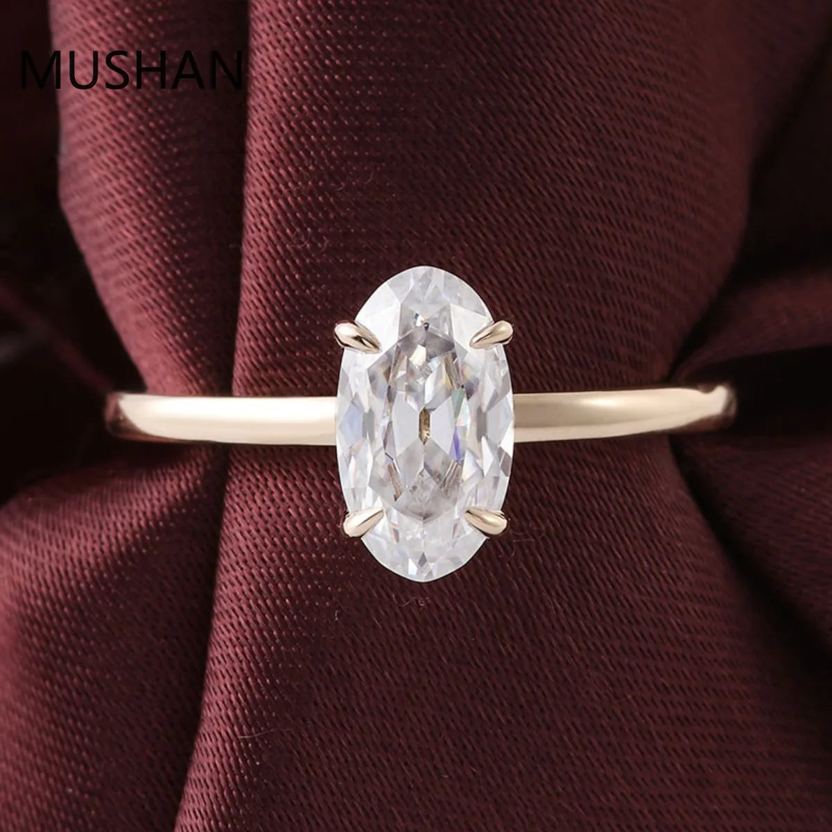 MUSHAN Luxury Custom 14K 18K Gold Rings Band Jewelry With Moissanite Diamond Lab Grown Gemstones Diamond Wedding Ring For Women