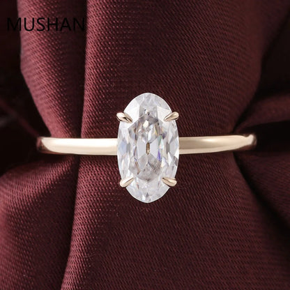MUSHAN Luxury Custom 14K 18K Gold Rings Band Jewelry With Moissanite Diamond Lab Grown Gemstones Diamond Wedding Ring For Women