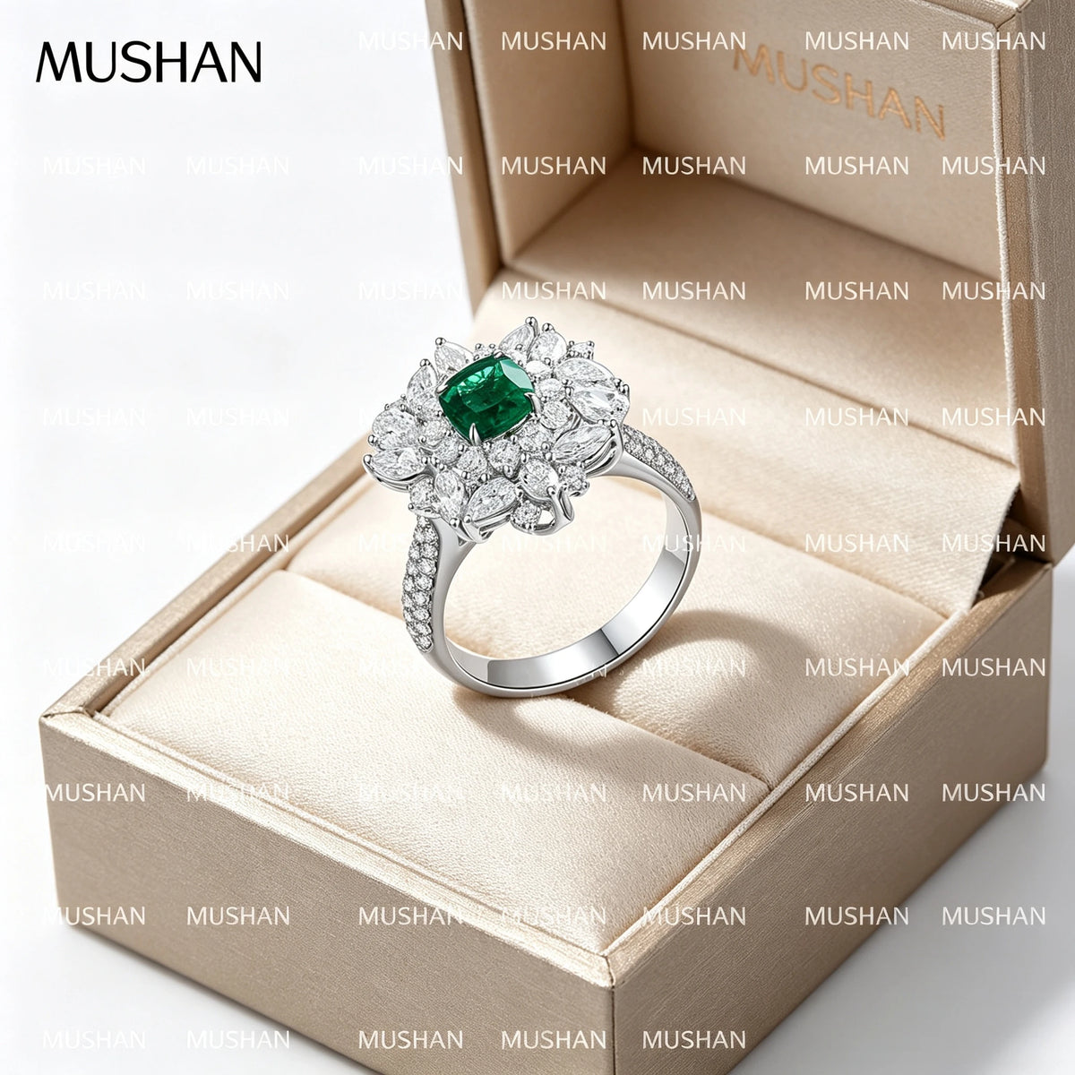 Bague MUSHAN en argent sterling 925 personnalisée, avec rubis vert de laboratoire en forme de cœur, bague vintage pour femme, plaqué or 18 carats, bague d'anniversaire