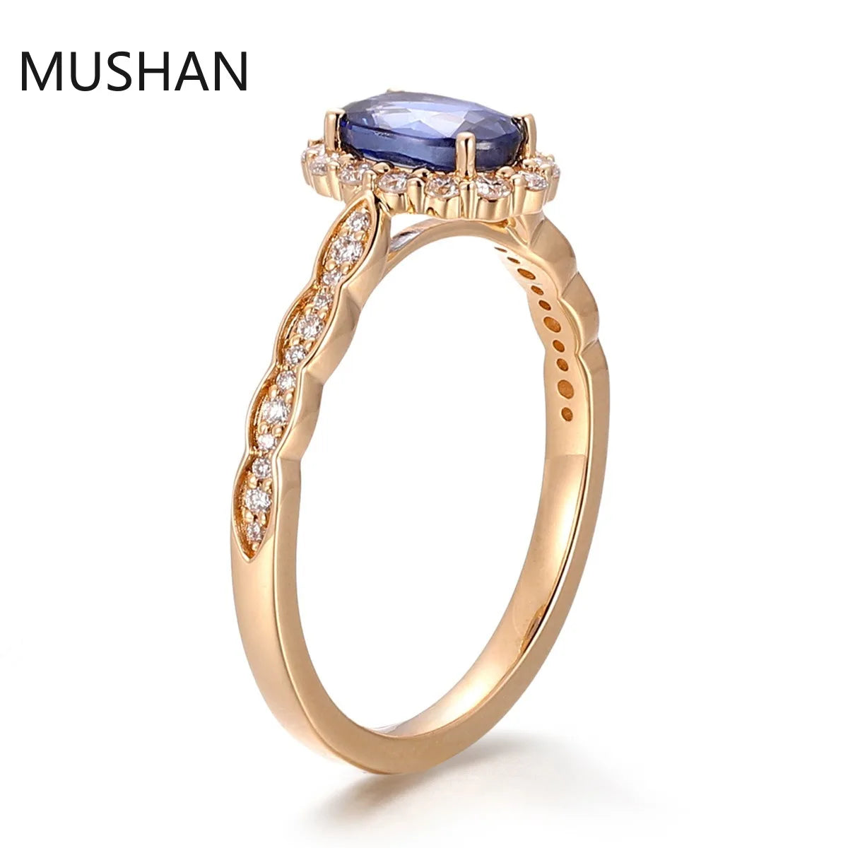 MUSHAN Luxury Custom 14K 18K Gold Rings Band Jewelry With Moissanite Diamond Lab Grown Gemstones Diamond Wedding Ring For Women