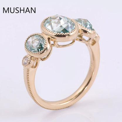 MUSHAN Luxury Custom 14K 18K Gold Rings Band Jewelry With Moissanite Diamond Lab Grown Gemstones Diamond Wedding Ring For Women