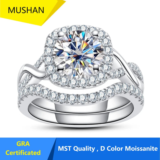 MUHAN Luxury Jewelry  925 Sterling Silver Ring Wedding Band  Women GRA Certificate Moissanite Diamond Rings D Color Fine Jewelry