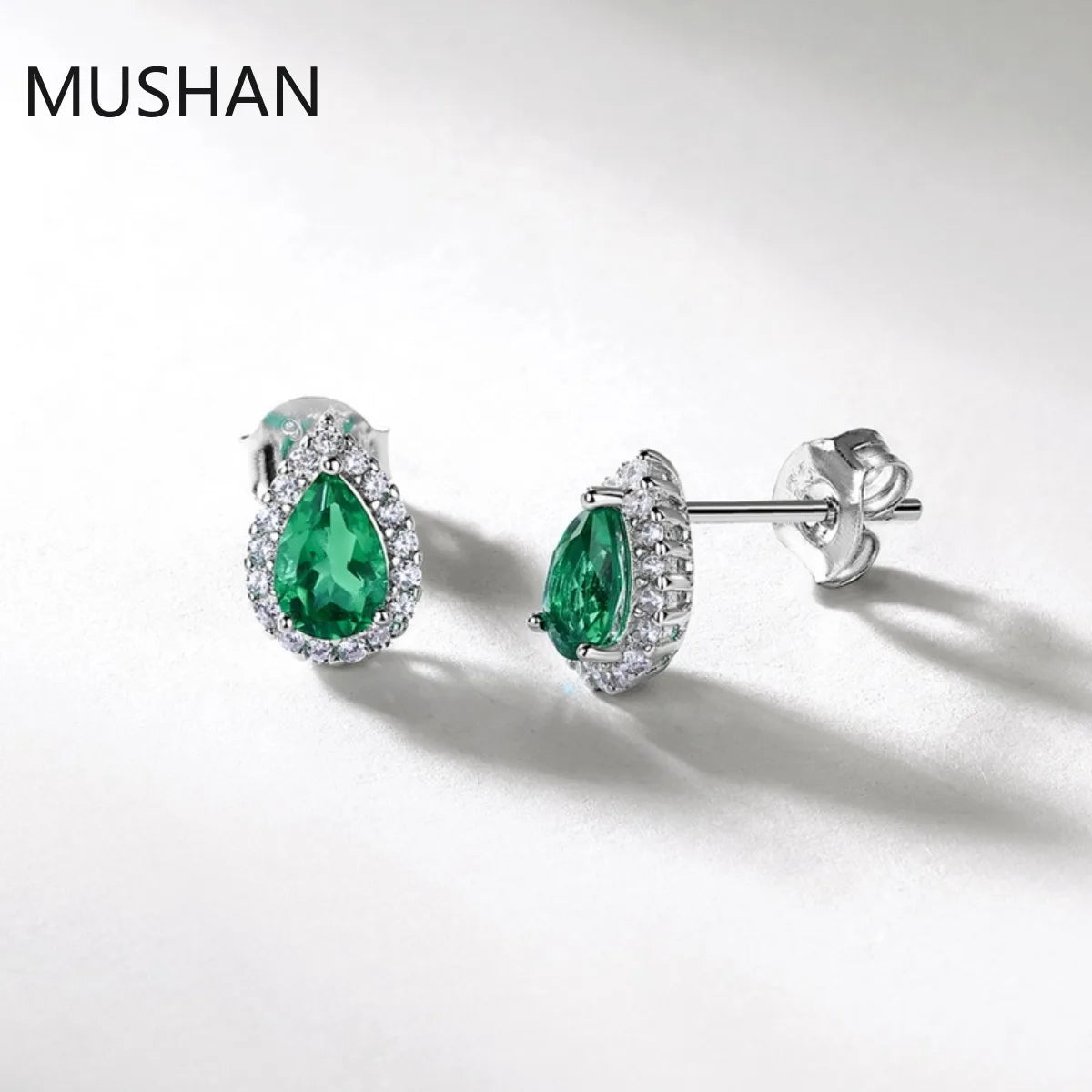 MUSHAN Bijoux de luxe Boucles d'oreilles à clou en argent sterling S925 pour femmes, certifiées GRC, boucles d'oreilles à clou avec émeraude de culture