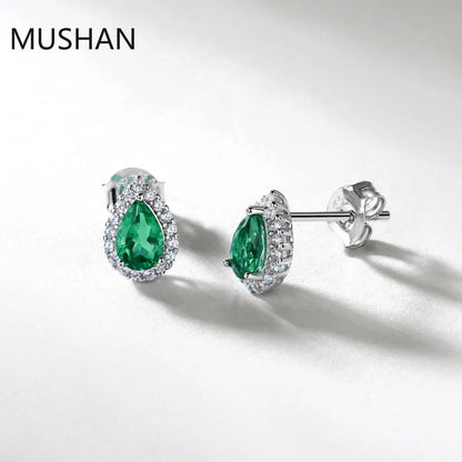 MUSHAN Bijoux de luxe Boucles d'oreilles à clou en argent sterling S925 pour femmes, certifiées GRC, boucles d'oreilles à clou avec émeraude de culture