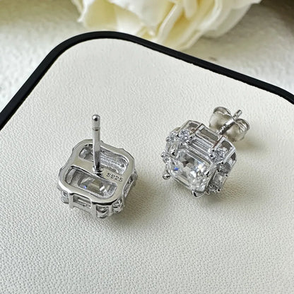 MUSHAN Brand Jewelry 1 Carat 6*6mm Square Aschemosam Diamond Stud Earrings For Women S925 Pure Silver Jewelry