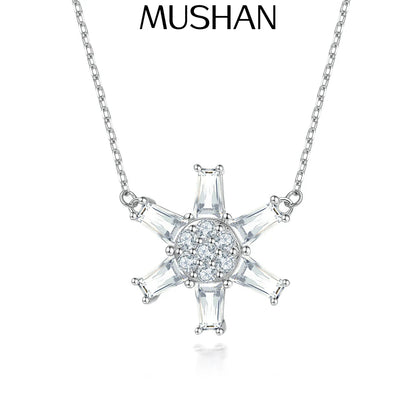 Collier MuShan Luxury Jewelry en argent sterling 925, solitaire en zircon 5A, bijou fantaisie pour femme, pendentif haut de gamme plaqué or véritable