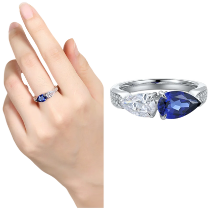 Bague MUSHAN personnalisée en argent sterling 925 avec émeraude bleue de laboratoire, ronde, pour mariage et fête, pour femme, plaquée or 18 carats, bague d'anniversaire