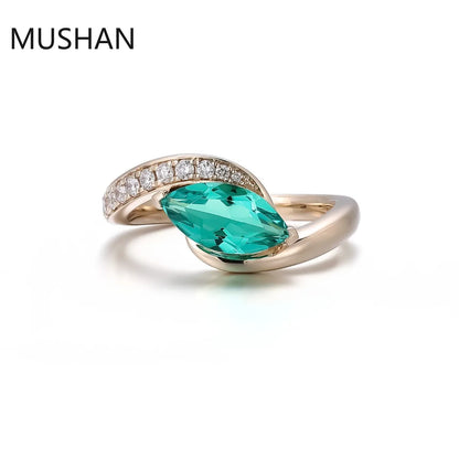 MUSHAN Luxury Custom 925 Silver 14K 18K Gold Rings Band Jewelry Lab Grown Emerald Gemstones Wedding Ring For Women Fine Jewelry