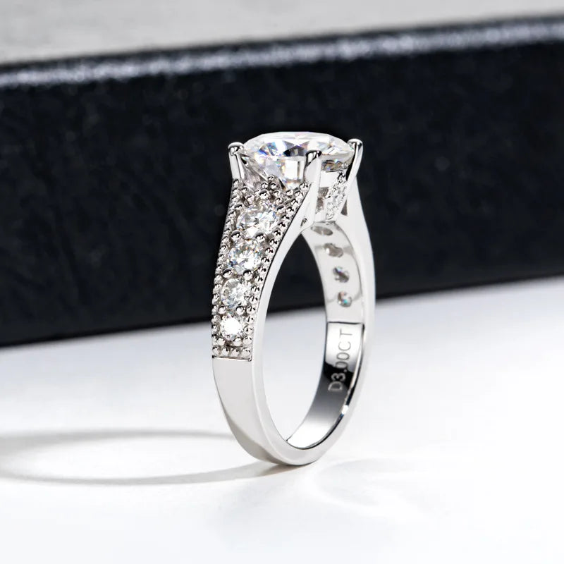 Anillo de plata de ley 925 de la marca MuShan, anillo de moissanita para enamorados, chapado en oro auténtico de 18K, anillos finos con patente MST