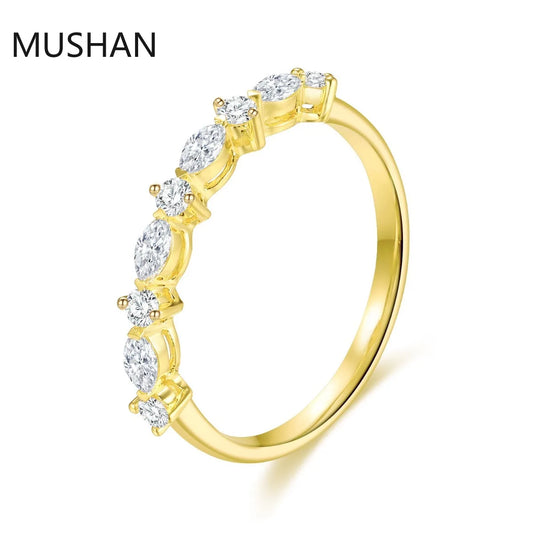 MUSHAN Luxury Custom 14K 18K Gold Rings Band Jewelry With Moissanite Diamond Lab Grown Gemstones Diamond Wedding Ring For Women