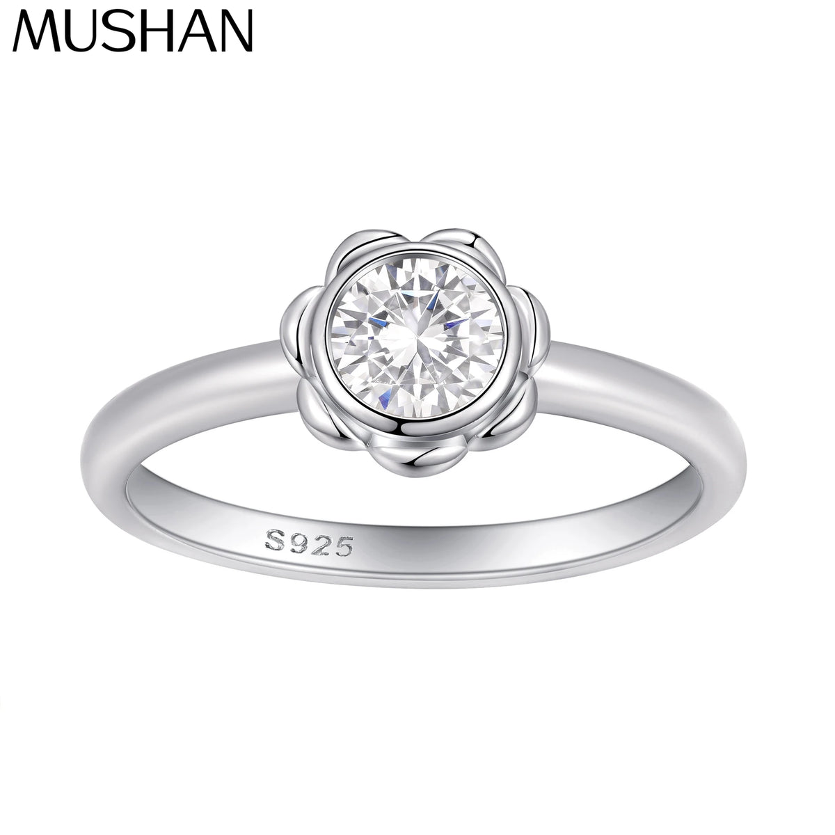 Bague de mariage MuShan Jewelry en argent sterling 925 avec diamant à haute teneur en carbone, cadeau pour fille ou petite amie, bague pour femme, bijou raffiné