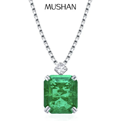 MUSHAN Luxury Jewelry 925 Sterling Silver Necklace For Women 22 Carat HCD Green Gemstones Dangle Pendant Necklace Fine Jewelry
