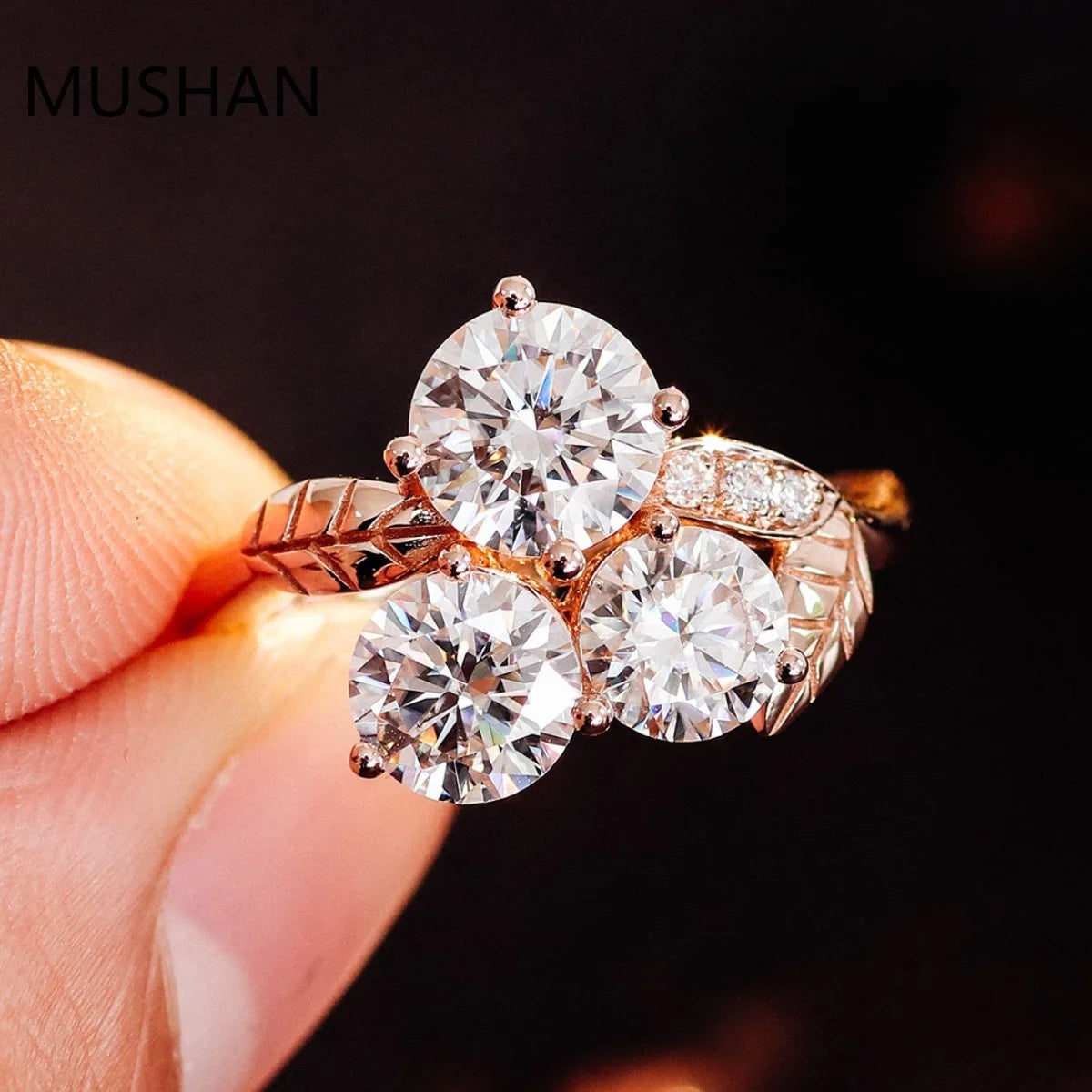 MUSHAN Luxury Custom 14K 18K Gold Rings Band Jewelry With Moissanite Diamond Lab Grown Gemstones Diamond Wedding Ring For Women
