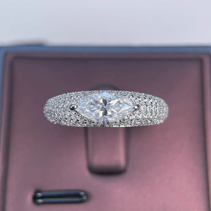 Anillo de compromiso de plata de ley 925 marca MuShan con diamante de moissanita, color D, VVS1, joyería fina patentada MST para mujer