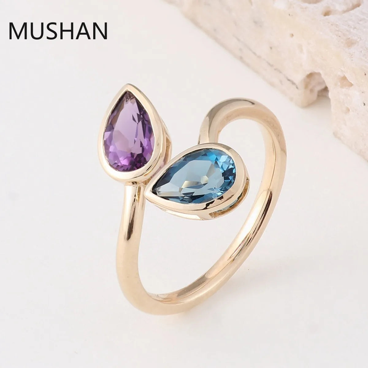 MUSHAN Luxury Custom 5x8mm Lab Grown Gemstones Ring Women Band GRC Certificated 10K 14K 18K Gold Rings Wedding Birthday Jewelry