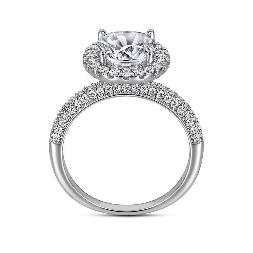 MuShan Jewelry 925 Sterling Silver Rings Bands Wedding Ring 7A Cubic Zirconia Rings Bands Engagement Anniversary  Women Gift