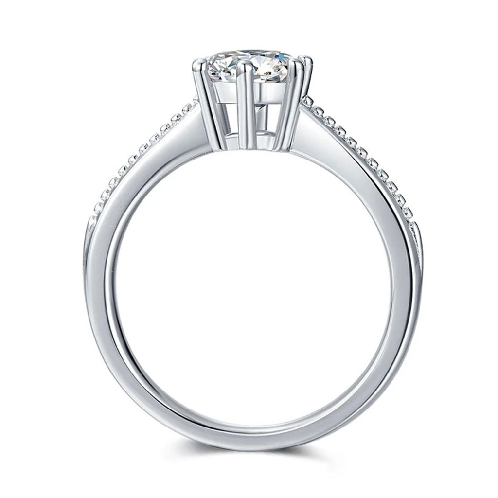 MuShan Jewelry 925 Sterling Silver Ring Moissanite D Color VVS Luxury Round Bold Sophisticated Rings Diamond Accessories