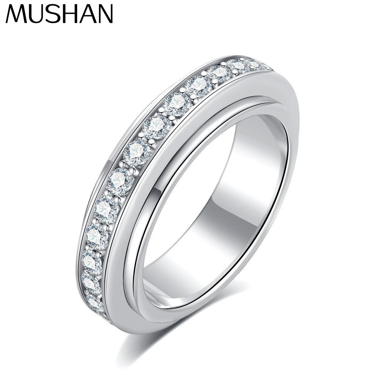 Bague MuShan en argent sterling 925 avec moissanite VVS, bague décontractée pour femme, plaquée or 18 carats, bijou breveté MST