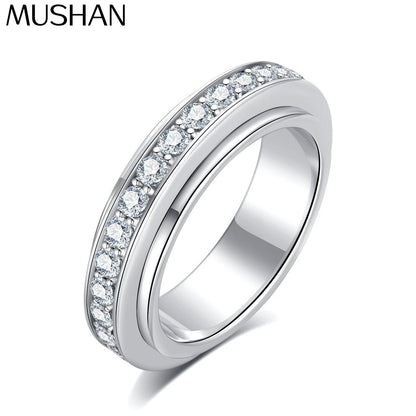 Bague MuShan en argent sterling 925 avec moissanite VVS, bague décontractée pour femme, plaquée or 18 carats, bijou breveté MST