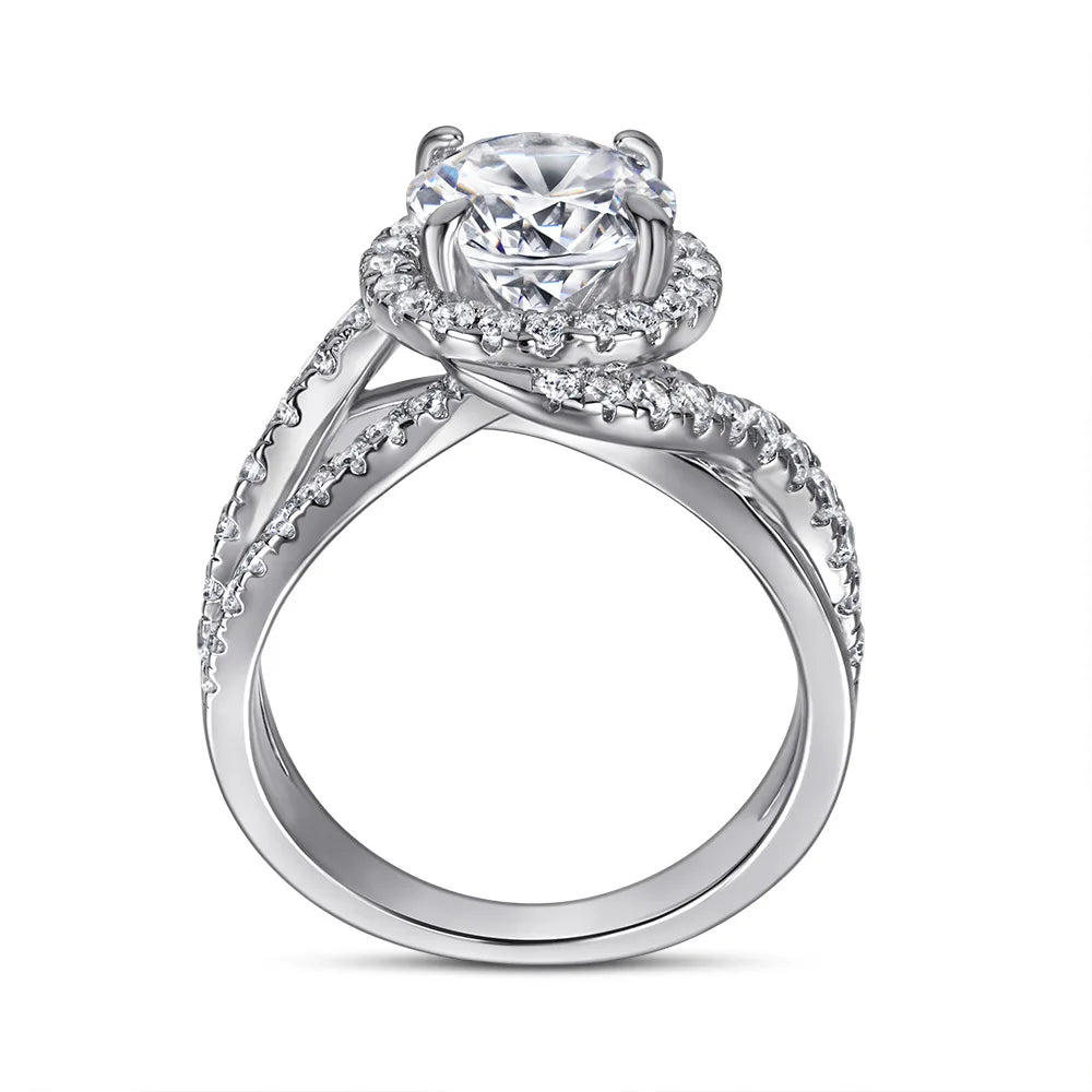 Anillo de boda de plata de ley 925 de MuShan Jewelry, anillo con diamante de alto carbono, regalo de Navidad, anillos chapados en oro para mujer, joyería fina
