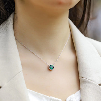 MUSHAN Luxury Jewelry 925 Sterling Silver Chain Pendant Necklace Lab Grown Emerald Ruby Gemstones Necklaces Pendants GRC Jewelry