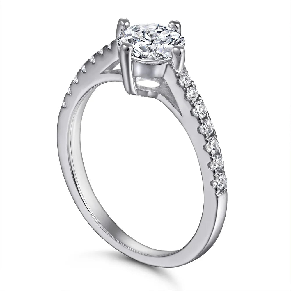 MuShan Jewelry 925 Sterling Silver Rings Bands Engagement Ring 7A Cubic Zirconia  Women Timeless Anniversary  Women Gift