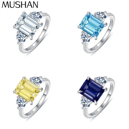 MuShan Jewelry 925 Sterling Silver Ring Wedding Band HCD Gemstones Minimalist Style Glamorous Style Women Rings Fine Jewelry