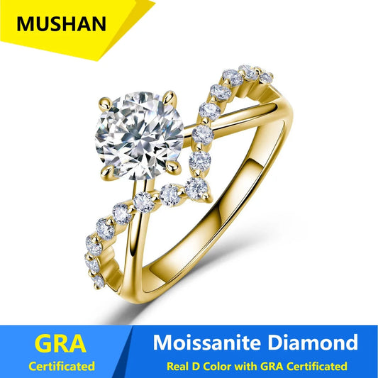 MUSHAN Luxury Jewelry 925 Sterling Silver Ring Band Women GRA Certificated Moissanite Diamond Emerald D Color Rings Fine Jewelry