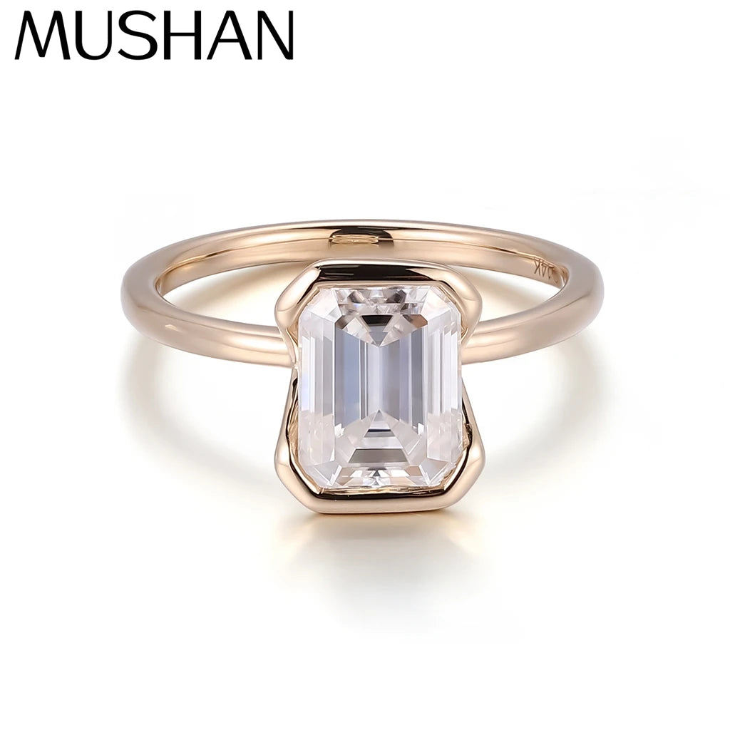 MUSHAN Joyería a medida, anillos de oro de 10k, 14k, 18k y platino, anillos de boda de lujo para mujer con diamante moissanita color D VVS1.