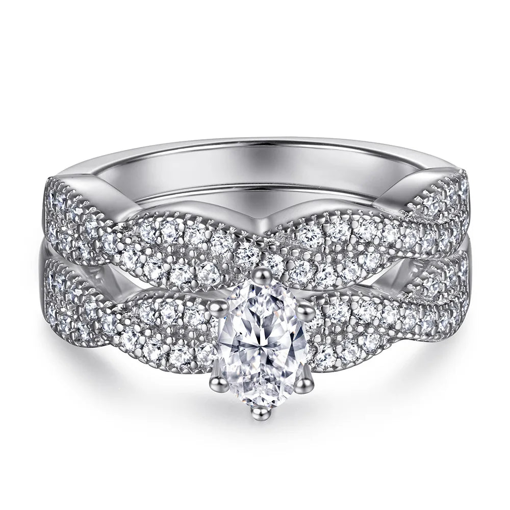 MuShan Jewelry 925 Sterling Silver Rings Bands Promise Ring 7A Cubic Zirconia  Women Valentine Anniversary  Women Gift