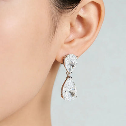 MuShan Brand Jewelry 12ct Moissanite Water Drop Earrings For Women 925 Sterling Silver 12Carat Moissanite Diamond Stud Earrings