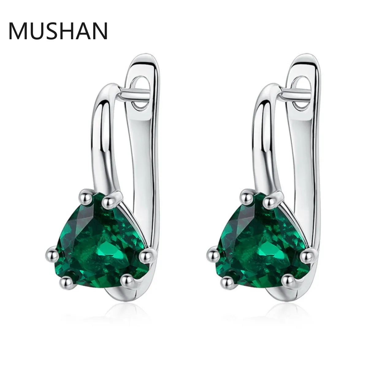 MUSHAN Luxury Jewelry S 925 Sterling Silver Stud Earrings Women GRC Certificated Lab Grown Emerald Earrings Stud Ear Pin Jewelry