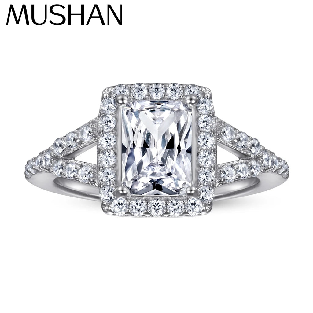 MuShan Jewelry 925 Sterling Silver Timeless Engagement Ring 5A Cubic Zirconia Rings Bands Anniversary Rings Bands  Women Gift